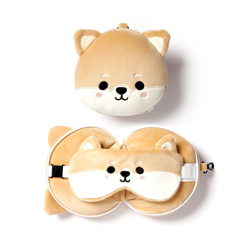 Almofada de Viagem com Máscara de Olhos Relaxeazzz Adoramals - Shiba Inu