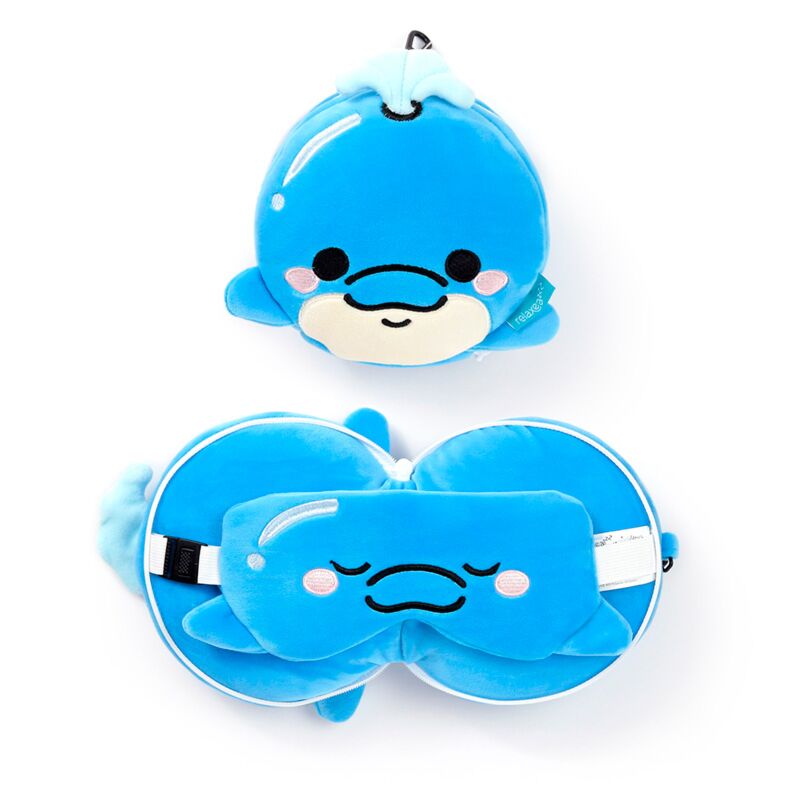 Almofada de Viagem com Máscara de Olhos Relaxeazzz Adoramals Blu o Golfinho