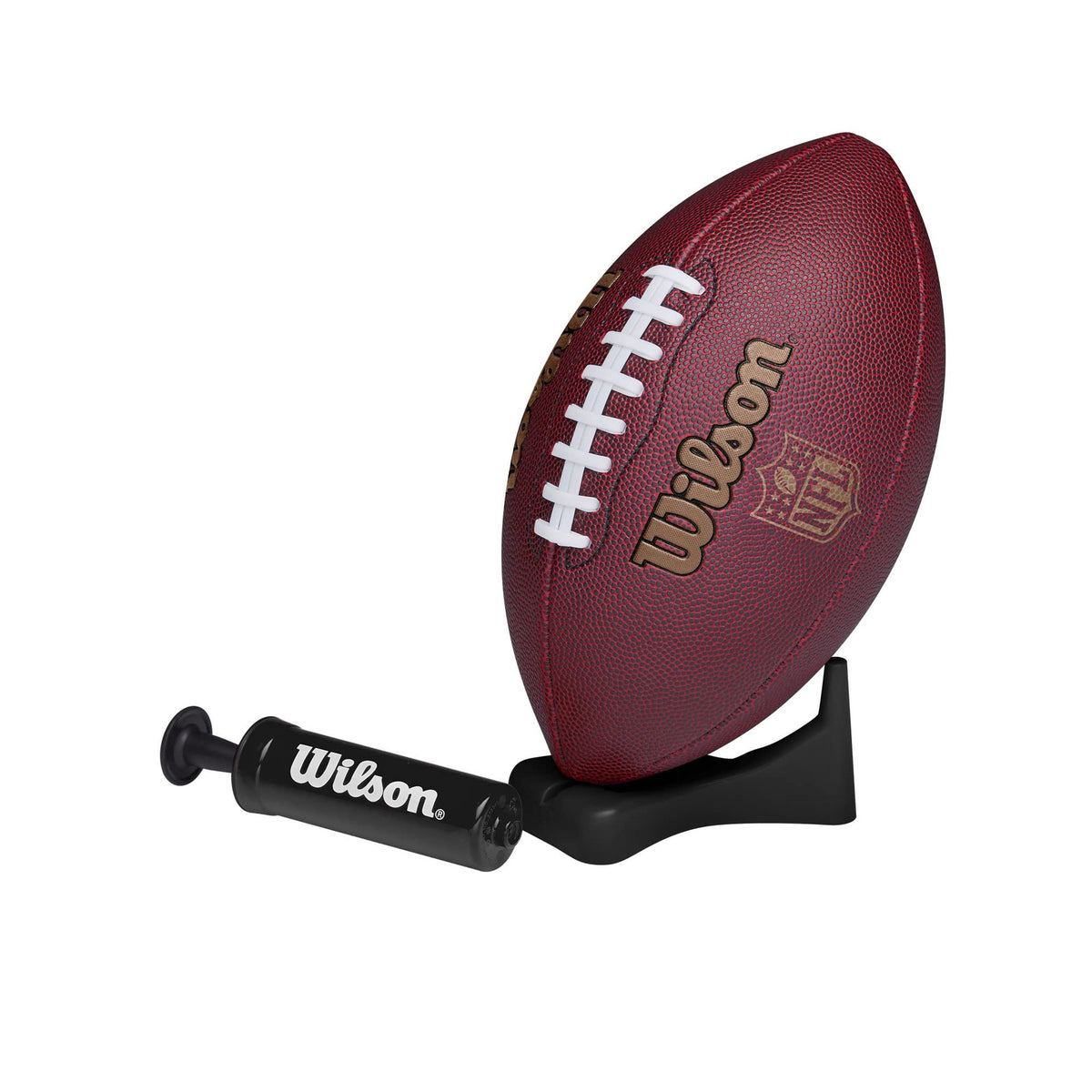 Bola de Futebol Americano Wilson NFL Ignition Júnior com Bomba e Suporte