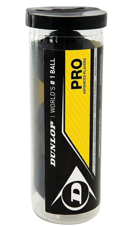 Bolas de Squash Dunlop PRO (Dois pontos amarelos) Boião 3un