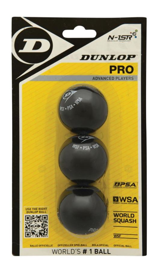 Bolas Squash Dunlop PRO Blíster 3 bolas