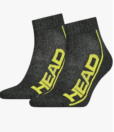 Calcetines Head Performance Quarter 2 Pares Gris Oscuro/Lima Talla 35/38