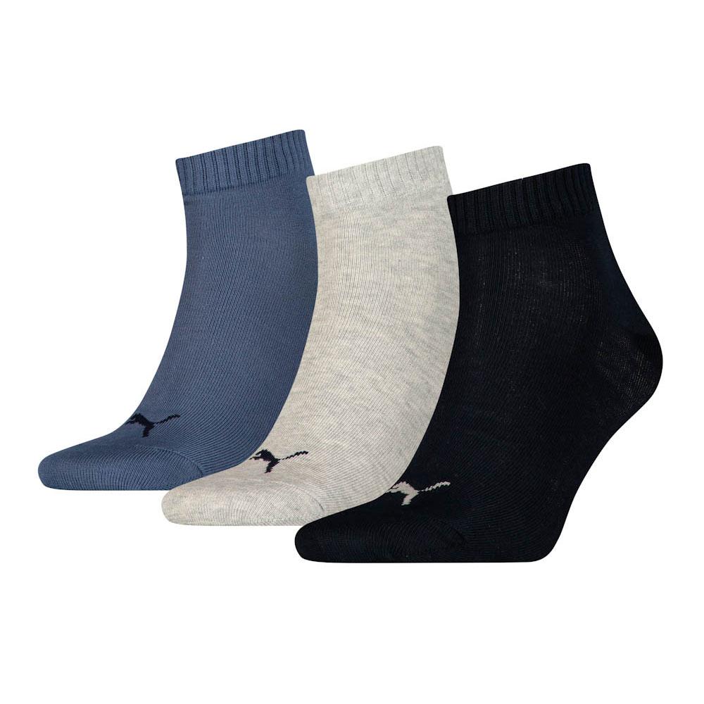 (BAIXA) Meias Puma Quarter Pack 3 Pares Marinho Cinzento Azul