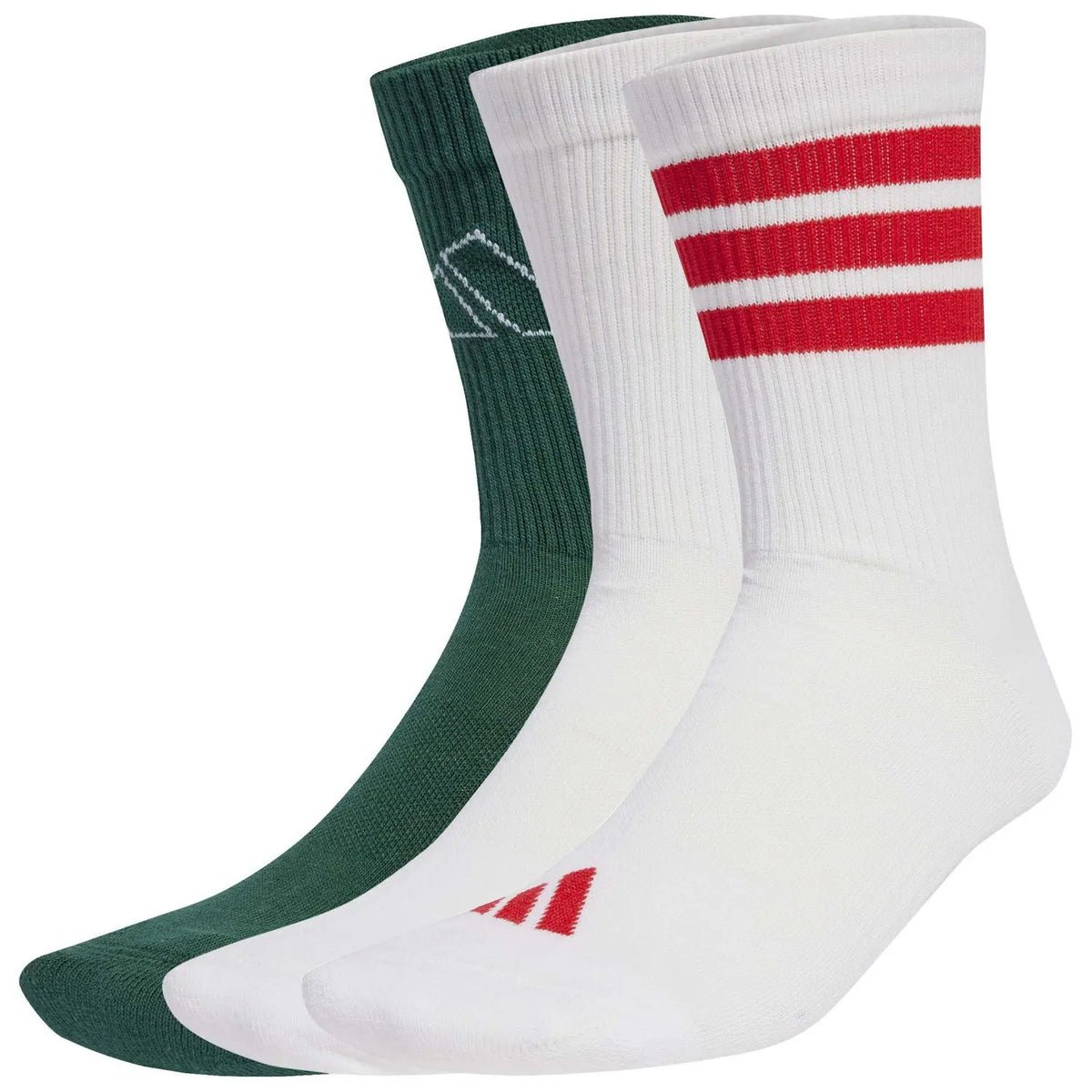 Meias adidas Crew Logo Mix Branco/Vermelho/Verde 3 Pares