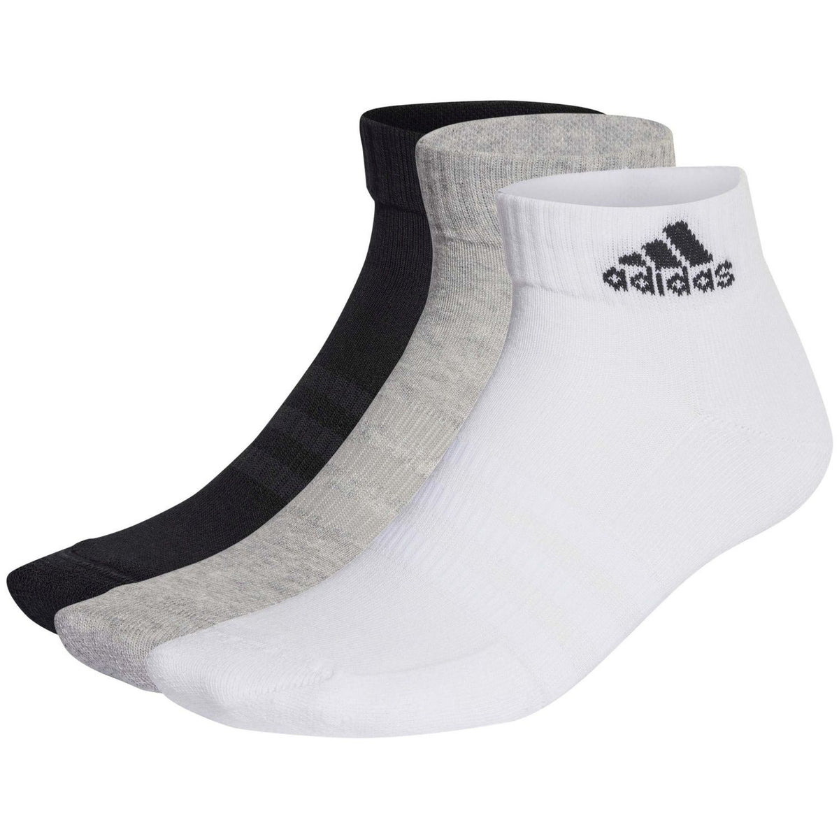 Meias Adidas Curtas Acolchoadas 3 Pares Branco/Preto/Cinzento