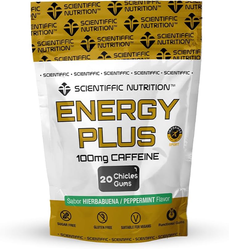 Pastilhas Elásticas Energy Plus com 100mg de Cafeína Sabor Hortelã 20 Unidades
