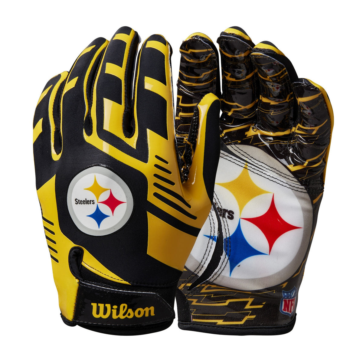 Guantes Fútbol Americano Wilson Adulto NFL Stretch Fit Pittsburgh Steelers