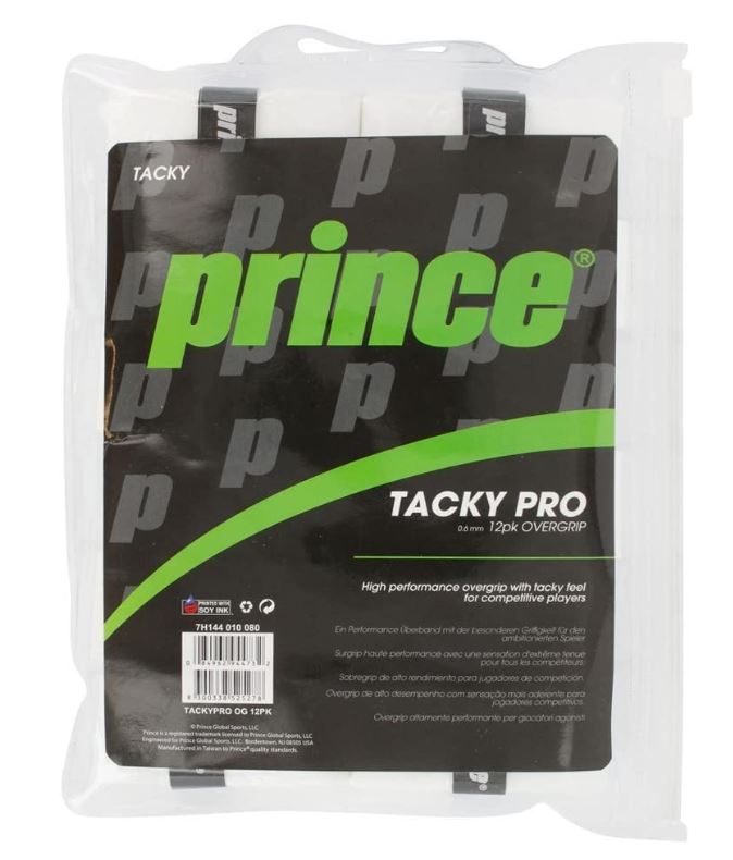 Prince Tacky Pro Tennis Padel Overgrips White 12-pack