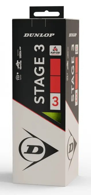 Bolas Mini Dunlop Ténis STAGE 3 VERMELHAS Pack 3 bolas