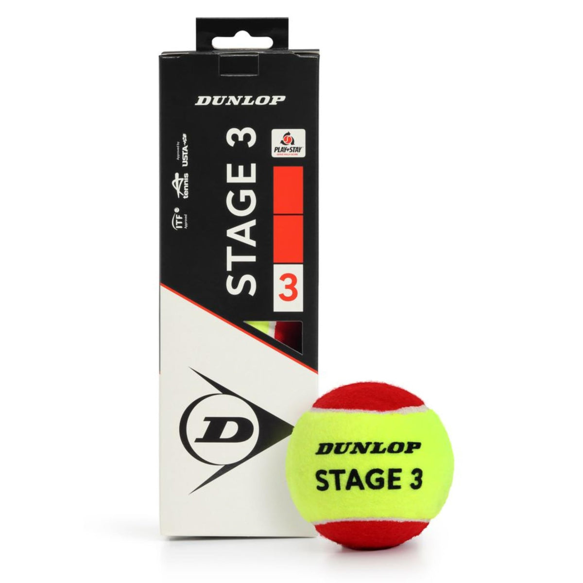 Bolas Mini Dunlop Ténis STAGE 3 VERMELHAS Pack 3 bolas