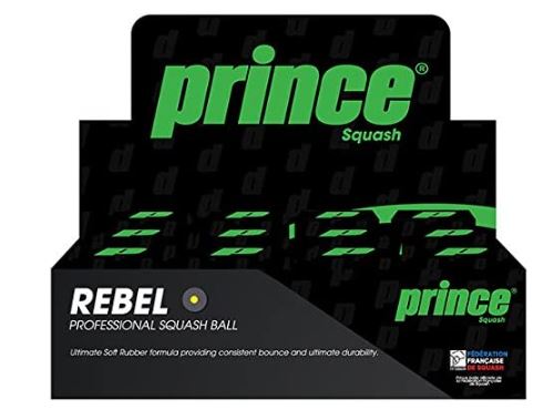 Bolas de Squash Prince Rebel Ponto Amarelo 12 Bolas