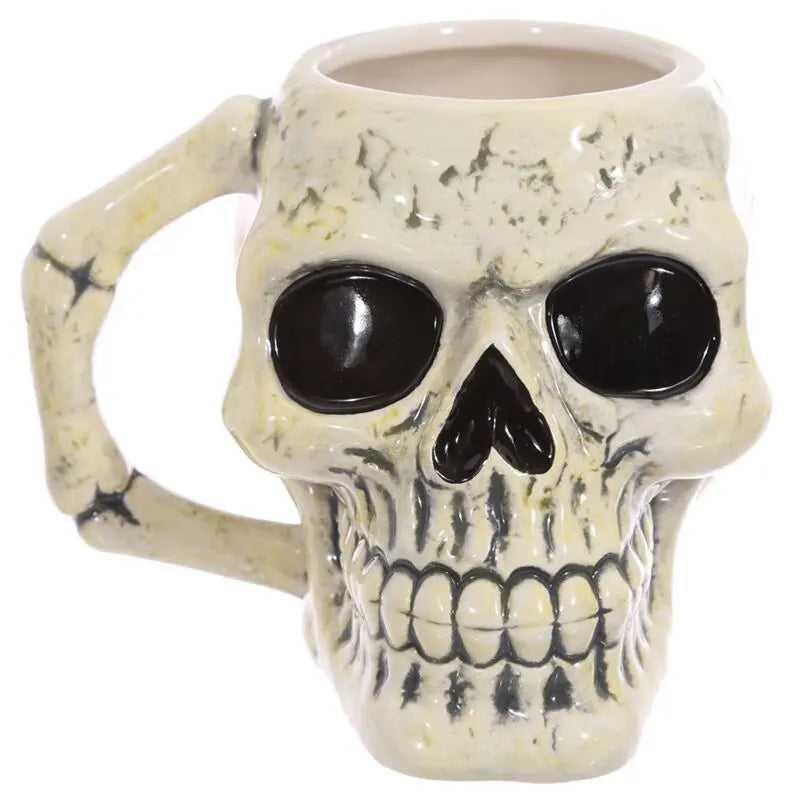 Caneca de Cerâmica 3D com Forma de Caveira Antiga