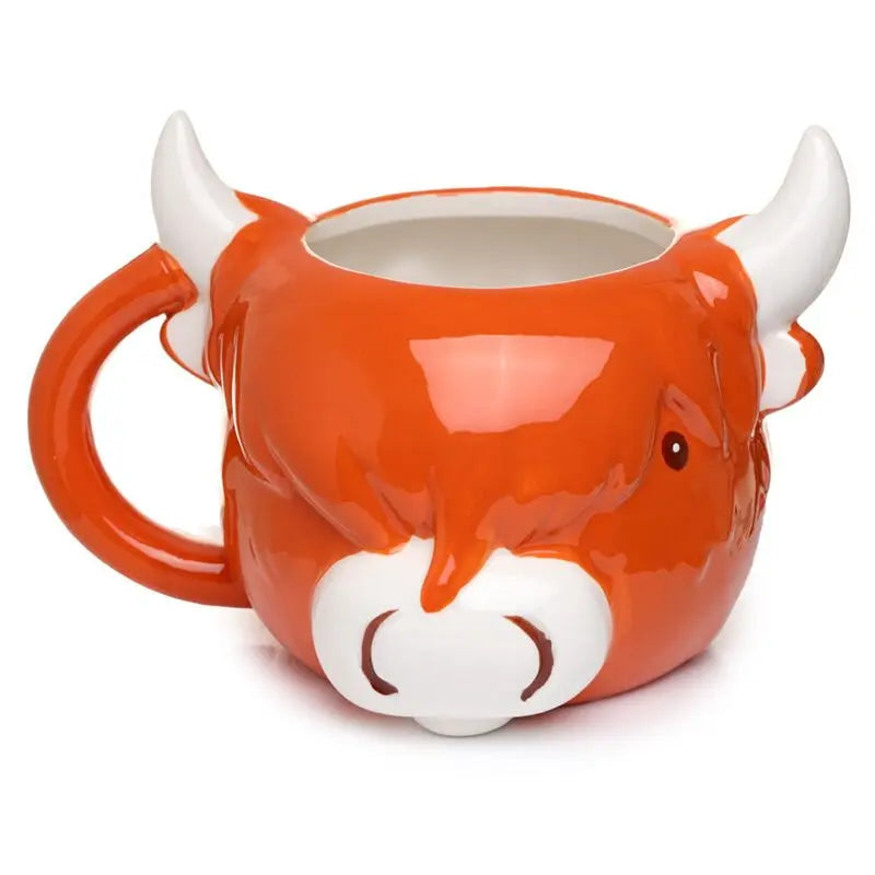 Caneca de Cerâmica 3D em Forma de Vaca Highland Coo