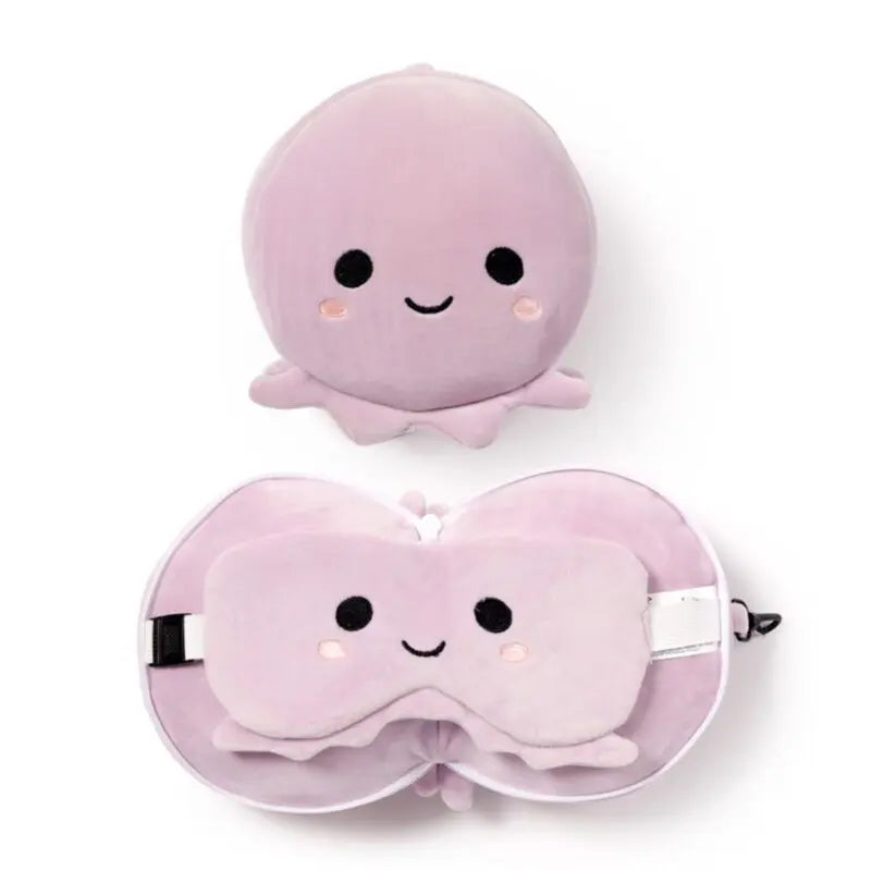 Almofada de Viagem com Máscara de Dormir Relaxeazzz Polvo Adoramals