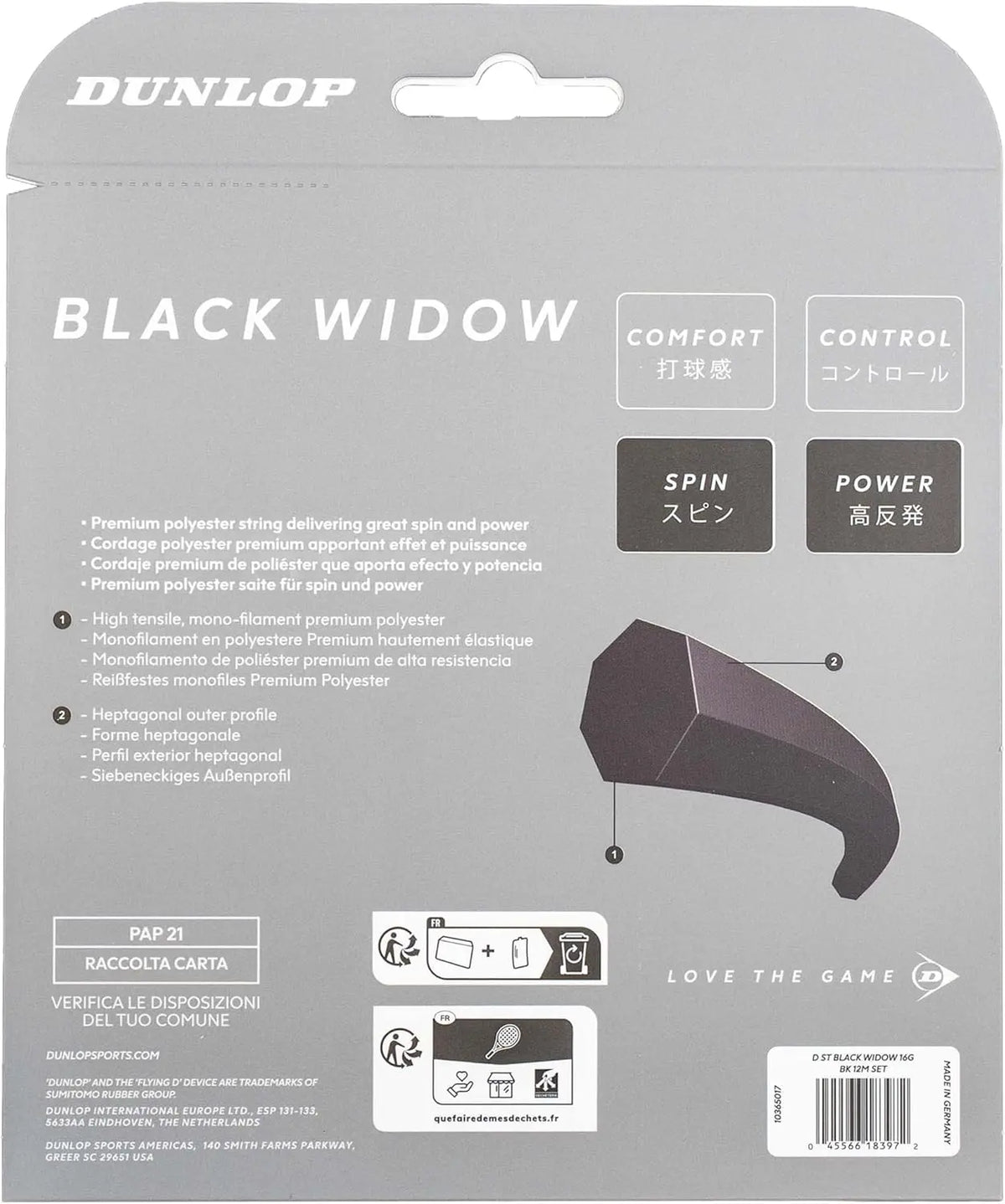 Dunlop BLACK WIDOW String Set 12m Black