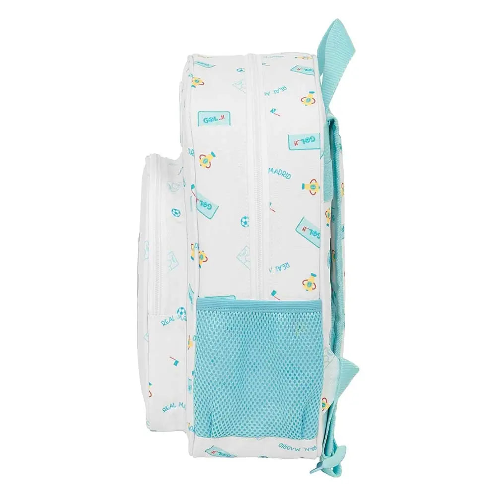 Mochila Infantil Adaptable Carro Real Madrid Preescolar Blanca