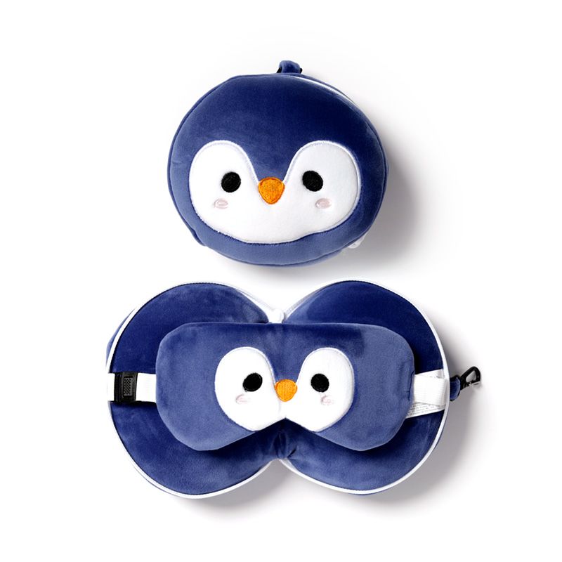 Almofada de Viagem com Máscara de Olhos Relaxeazzz Adoramals - Pinguim