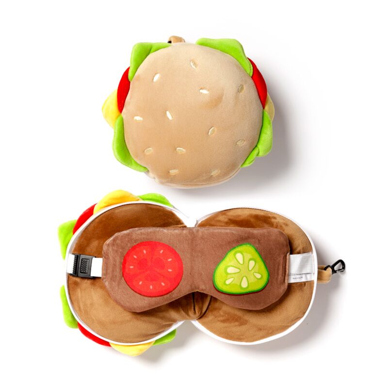 Relaxeazzz Hamburger Fast Food Travel Pillow and Eye Mask