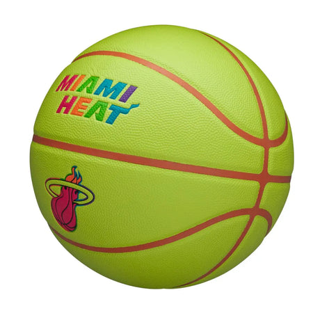 Balón Baloncesto Wilson Nba Team Miami Heat Talla 7 Verde Neón