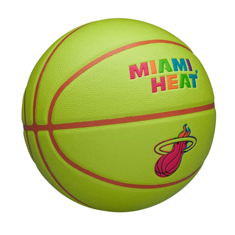 Balón Baloncesto Wilson Nba Team Miami Heat Talla 7 Verde Neón