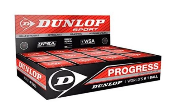 Bolas Squash Dunlop PROGRESS Punto Rojo 12 BOLAS