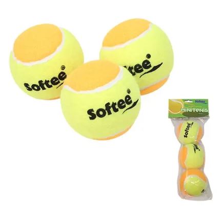 Saco 3 Bolas Ténis Softee MiniTénis Laranja