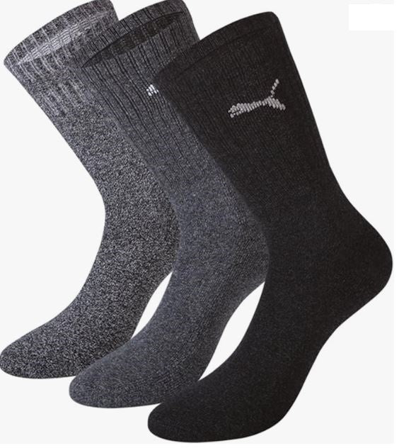 Puma Regular Crew Socks 3 Pairs Grey/Anthracite/Grey