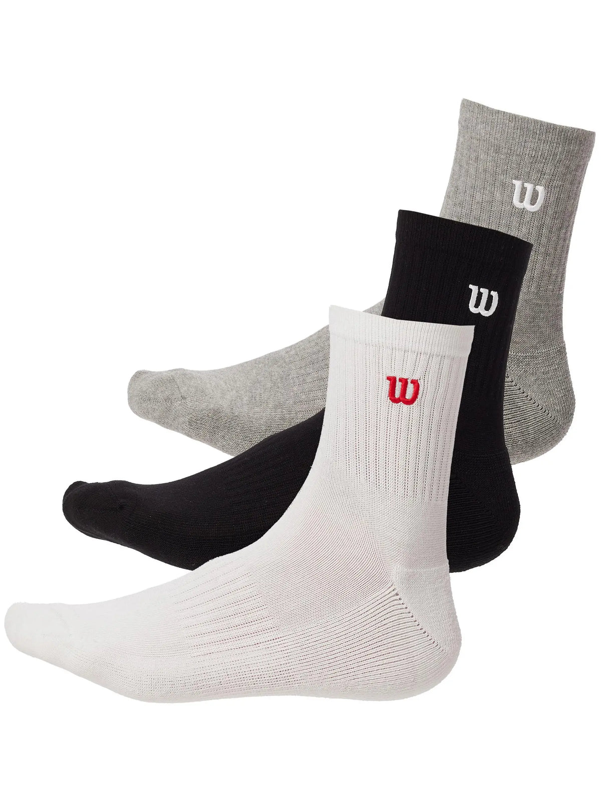 Wilson U Quarter Top Socks 3 Pairs White/Black/Grey Mid-Calf