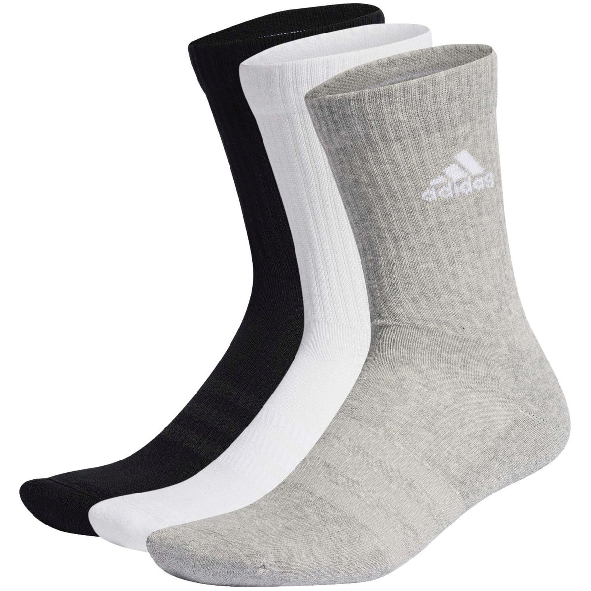 Meias adidas Sportswear Crew Acolchoadas 3 Pares Branco/Preto/Cinzento