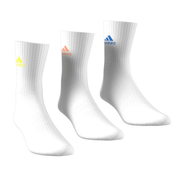 Meias adidas Sportswear Crew Acolchoadas 3un Preto/Amarelo/Azul