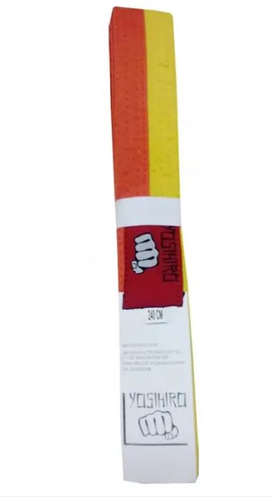 Cinto de Karaté Judo Yosihiro Algodão Júnior Amarelo Laranja