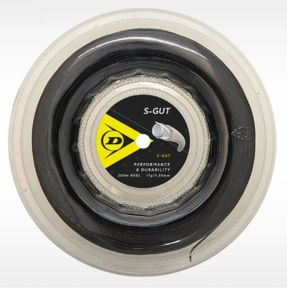 Corda Ténis Dunlop S-GUT 200 m 1.25mm Preto