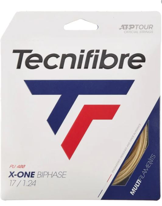 Corda de Ténis Tecnifibre X-ONE BIPHASE Conjunto 12m Natural