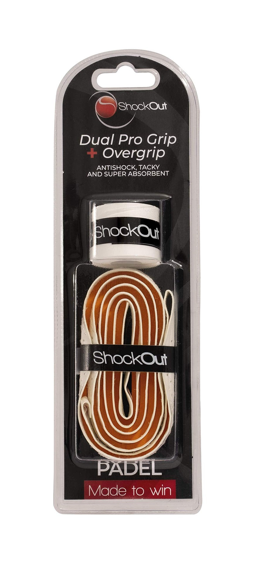 Dual Pro Grip + Overgrip SHOCKOUT Blanco/Naranja