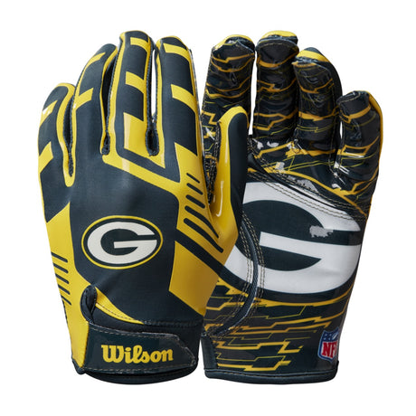 Guantes Fútbol Americano Wilson Adulto NFL Stretch Fit Green Bay Packers