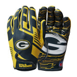 Luvas Futebol Americano Wilson Júnior NFL Stretch Fit Green Bay Packers