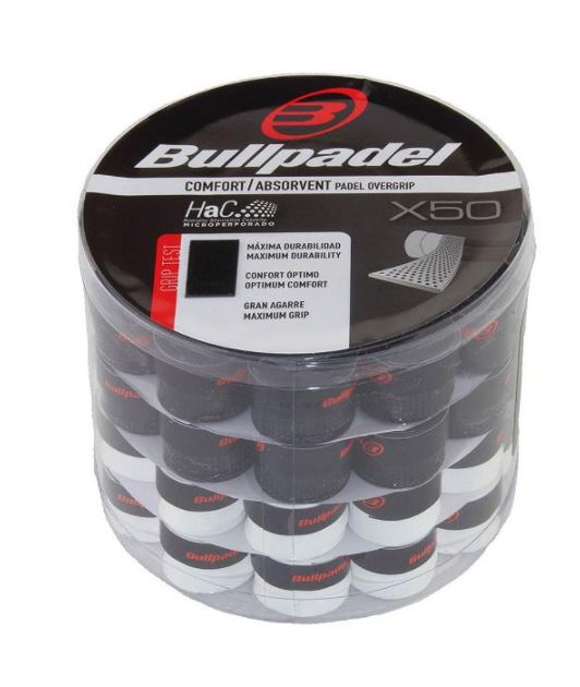 Overgrips Bullpadel Comfort Microperfurado GB1201 CAIXA 50un Branco Preto