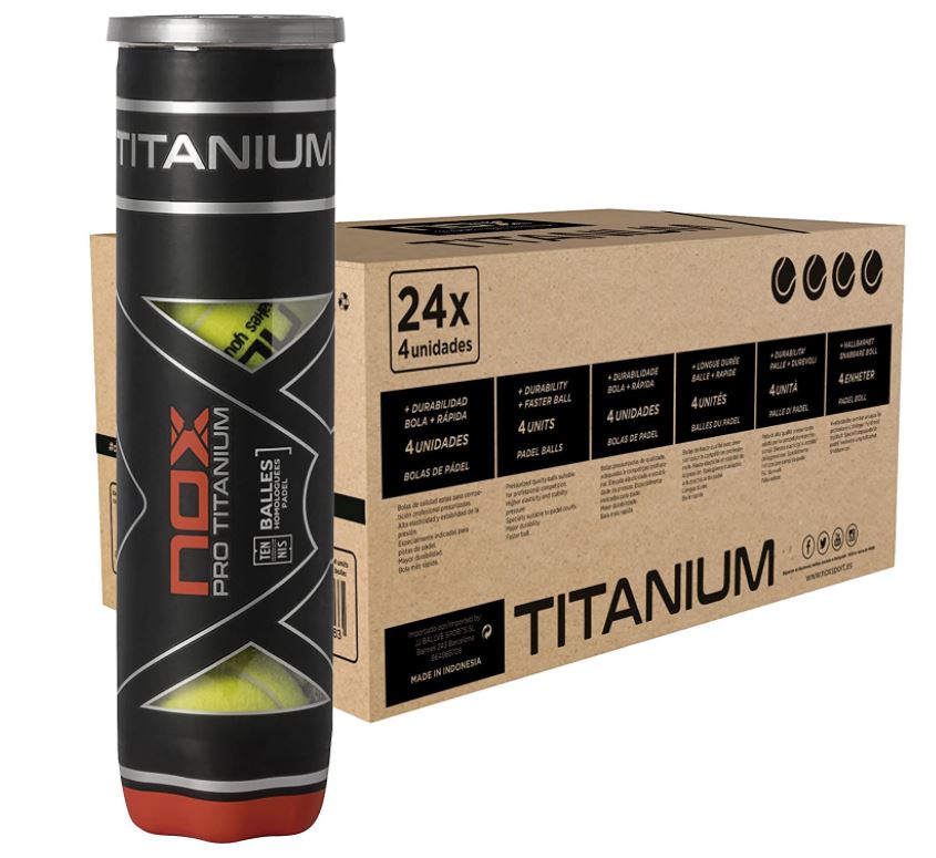 Nox Pro Titanium Padel Balls Box 24 Cans x 4 Balls