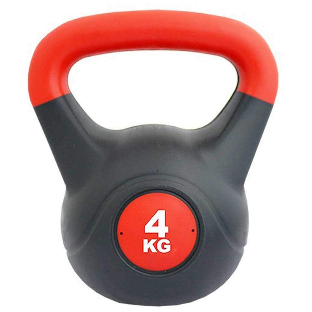 Pesas Rusas Kettlebell PVC Rojo Negro 4 kg