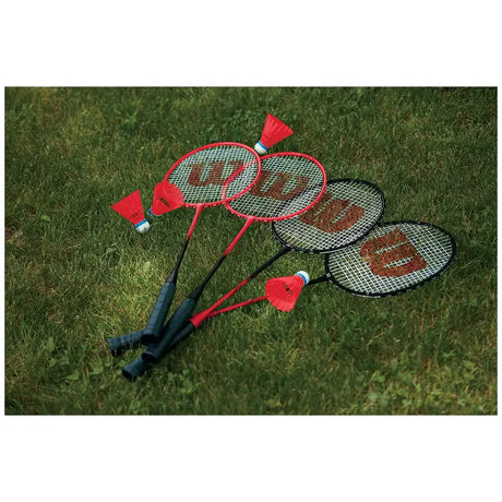 Set Badminton Wilson 4 Raquetas, 4 Volantes y Red