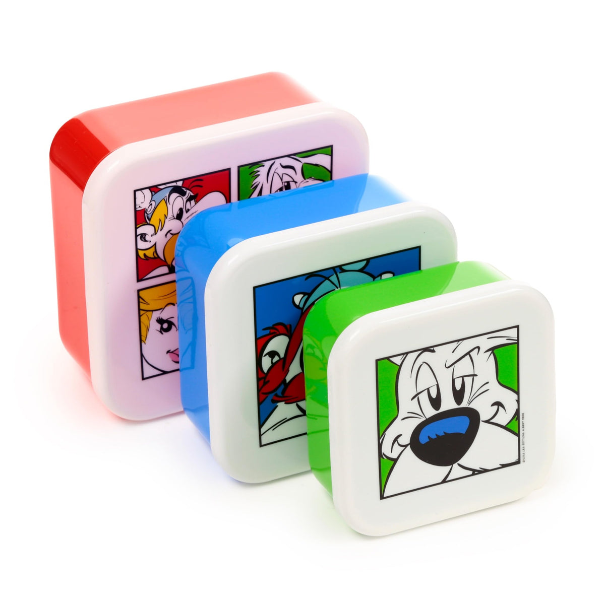 Conjunto de 3 Marmitas Tupper Astérix, Obélix, Ideiafix M L XL