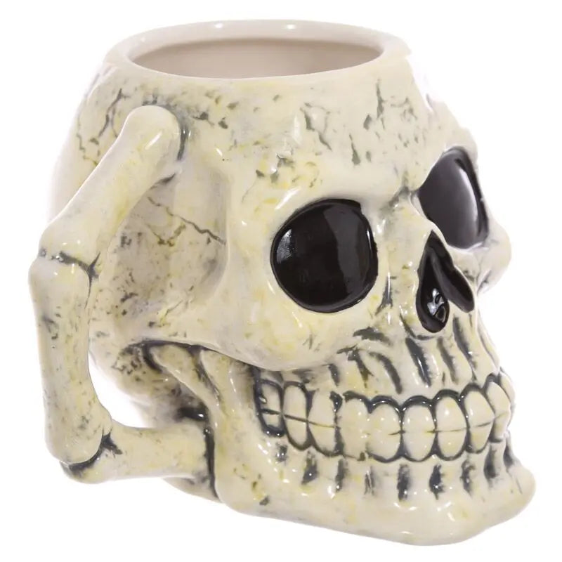 Caneca de Cerâmica 3D com Forma de Caveira Antiga