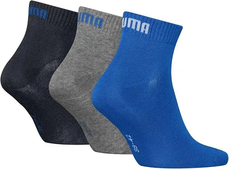 Calcetines Puma Unisex Quarter Pack 3 pares Azul/Gris/Negro