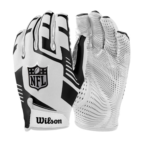 Guantes Fútbol Americano Wilson Adulto NFL Stretch Fit Blanco/Negro