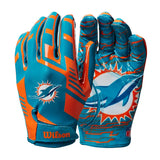 Guantes Fútbol Americano Wilson Adulto Nfl Stretch Fit Miami Dolphins