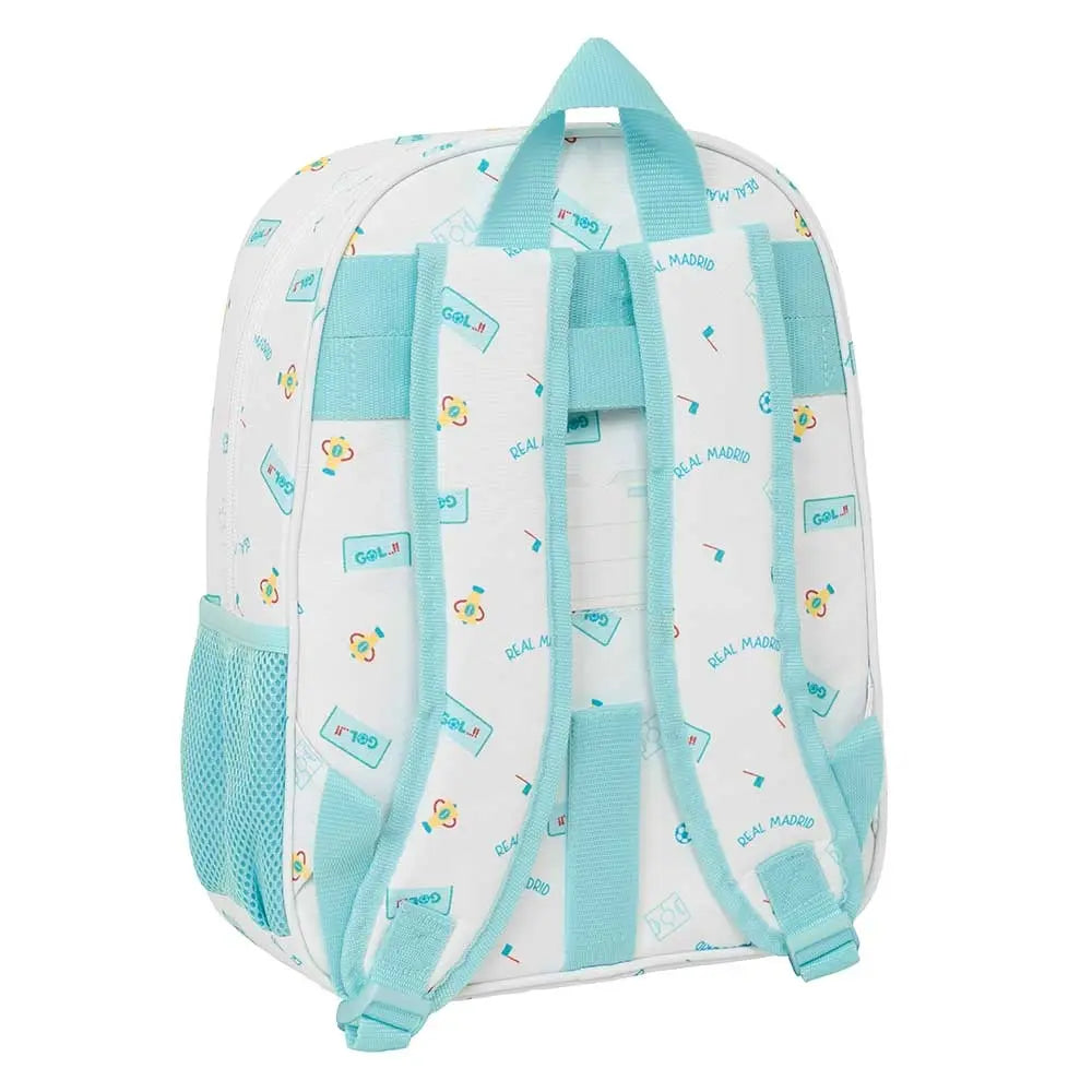Mochila Infantil Adaptable Carro Real Madrid Preescolar Blanca