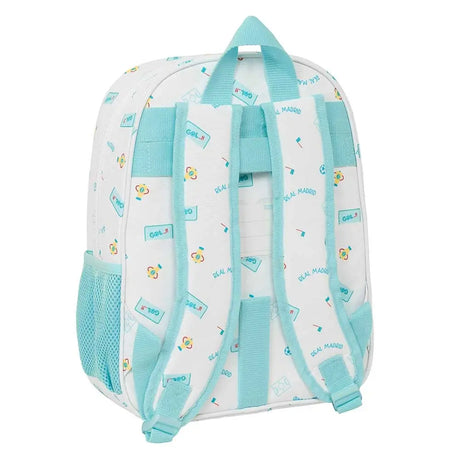 Mochila Infantil Adaptable Carro Real Madrid Preescolar Blanca